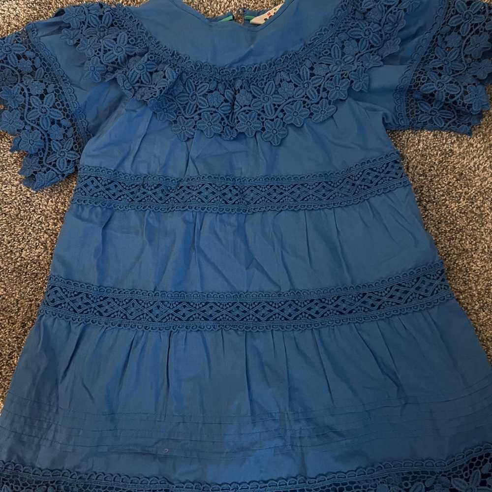 Mini Boden Blue Flutter Sleeve Sundress EUC size 3-4yrs - Picture 5 of 7
